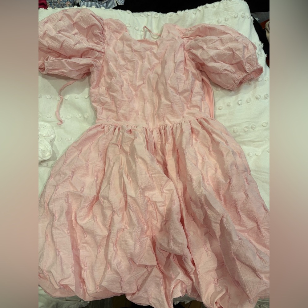 English Factory Pink Puff Sleeve Dress